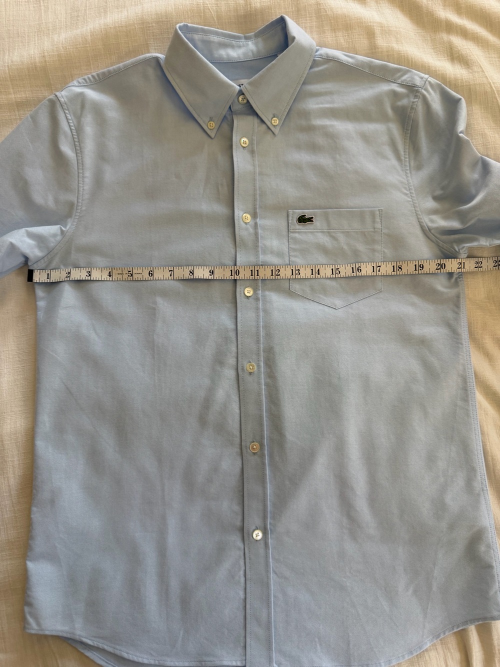 Lacoste NWT Regular Fit Oxford Cotton Shirt in Blue - Picture 11 of 13